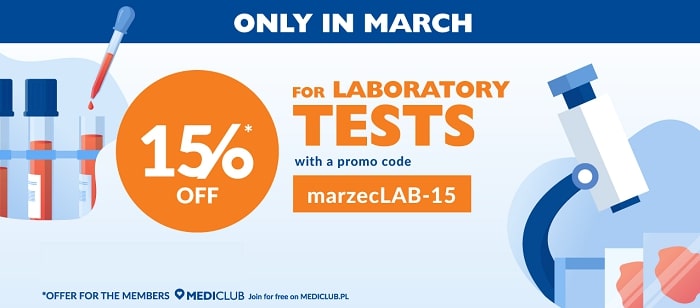 -15% na badania laboratoryje